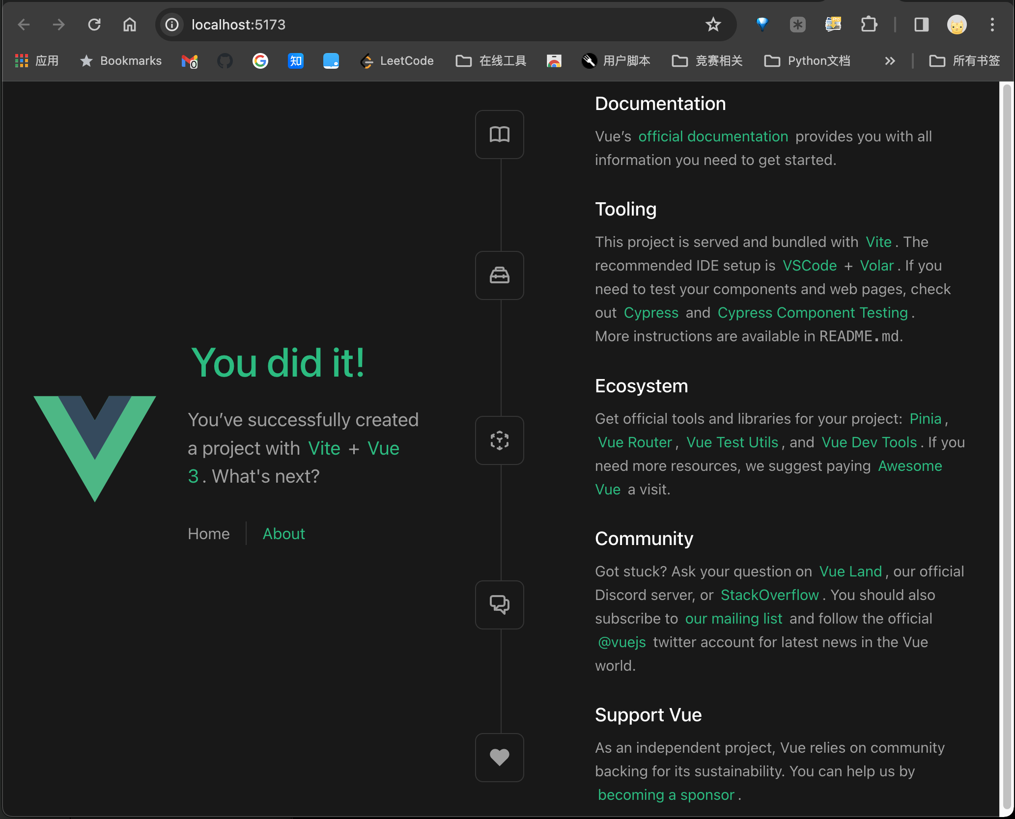 vue scaffold screenshot